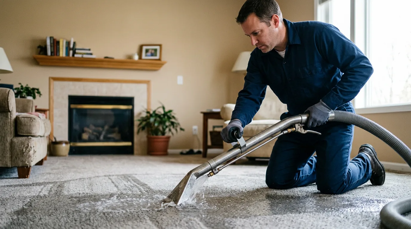 Water damage restoration technician working near Edmonton, KY